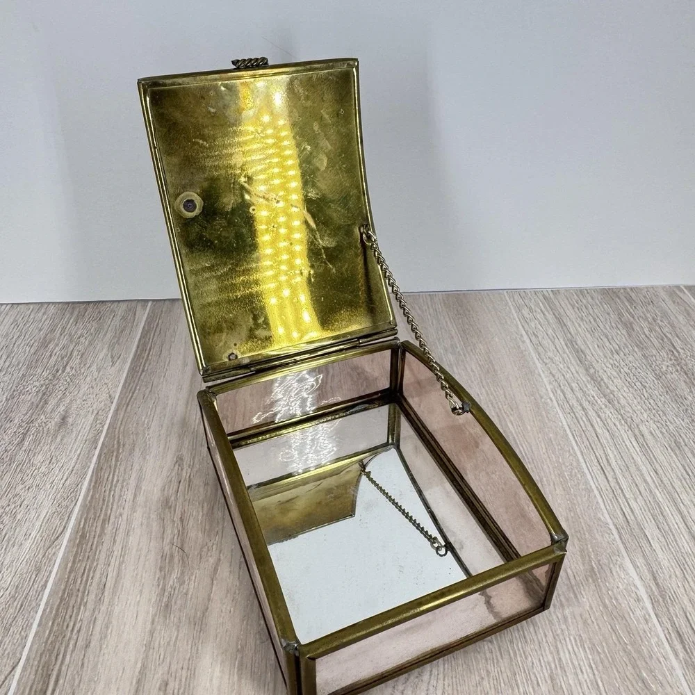 Via Vermont Thomas‎ Cathey 1993 Angel Glass Trinket Jewelry Box Made in Mexico
